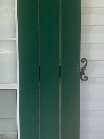 Shutters in Poplarville MS by Paint Star - green shutter up close needs painting